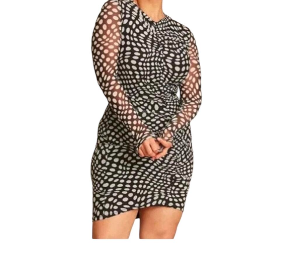 11 Honore Dress Niara Dot Print long sleeve black white size 3 (3X)